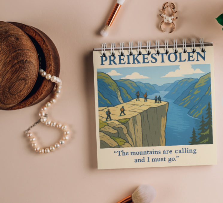 Vintage Scandinavian Landscape Calendar 2026 – Norwegian Fjords, Mountains & Villages Through the Seasons