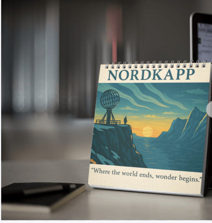 Vintage Scandinavian Landscape Calendar 2026 – Norwegian Fjords, Mountains & Villages Through the Seasons